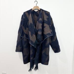 Stella McCartney Alpaca Wool Blend Blanket Draped Coat Houndstooth RARE 44 10